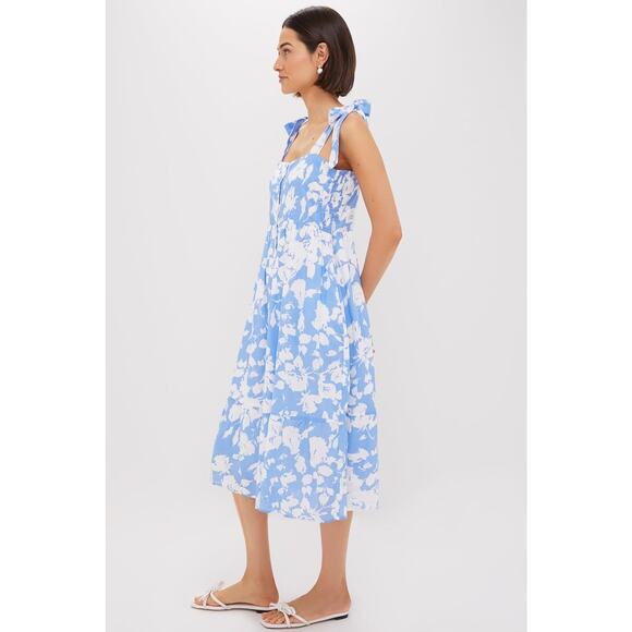HYACINTH HOUSE Blue and White Floral Lupine Midi Dress Size M NWT - Picture 5 of 8